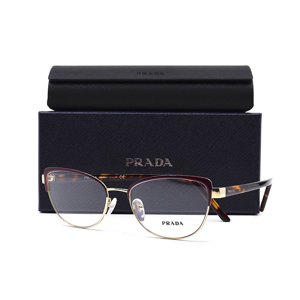 NEW PRADA PR 63XV 09B1O1 BORDEAUX/ GOLD DEMO LENS AUTHENTIC EYEGLASSES F… - Picture 8 of 15